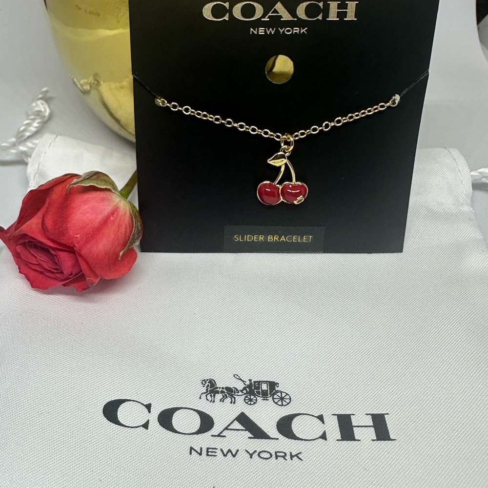 Coach Outlet Cherry charm slider bracelet w/Dust bag